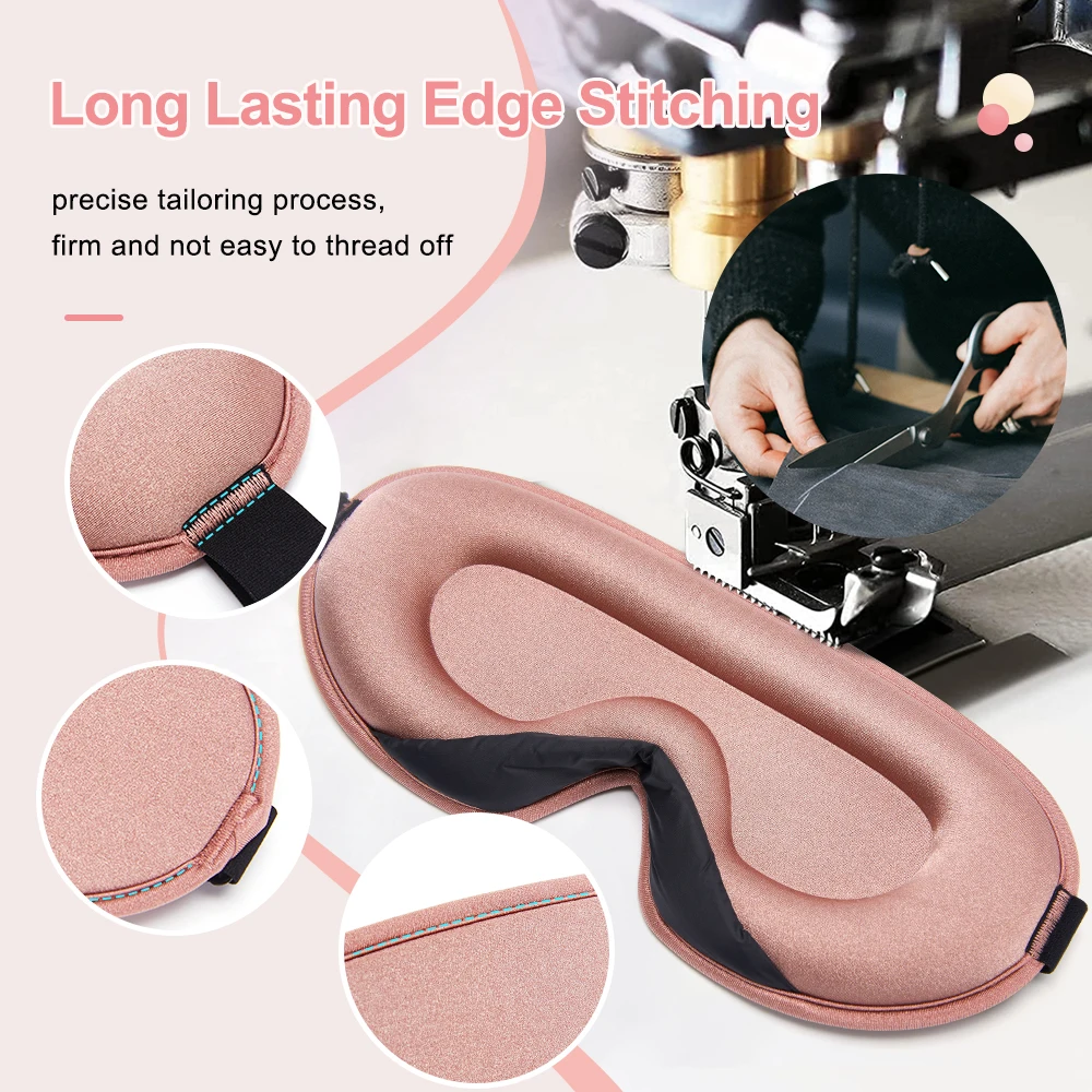 3D Memory Foam Silk Sleeping Mask Eye Patches Breathable Lightproof Comfortable Sleep Mask for Eyes Suitable for Home Travel Nap