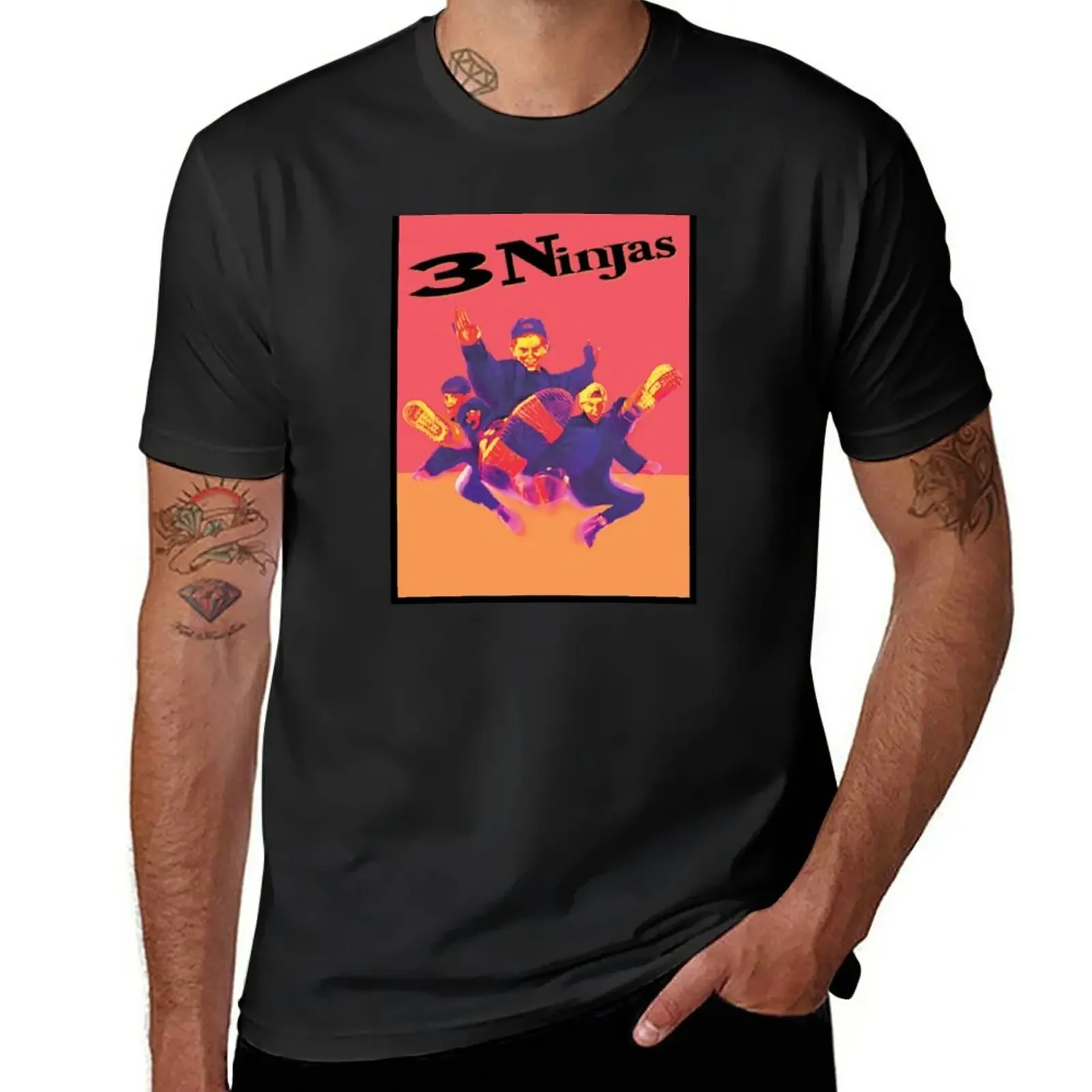 

3 Ninjas-Poster T-Shirt plus sizes funnys summer tops men workout shirt