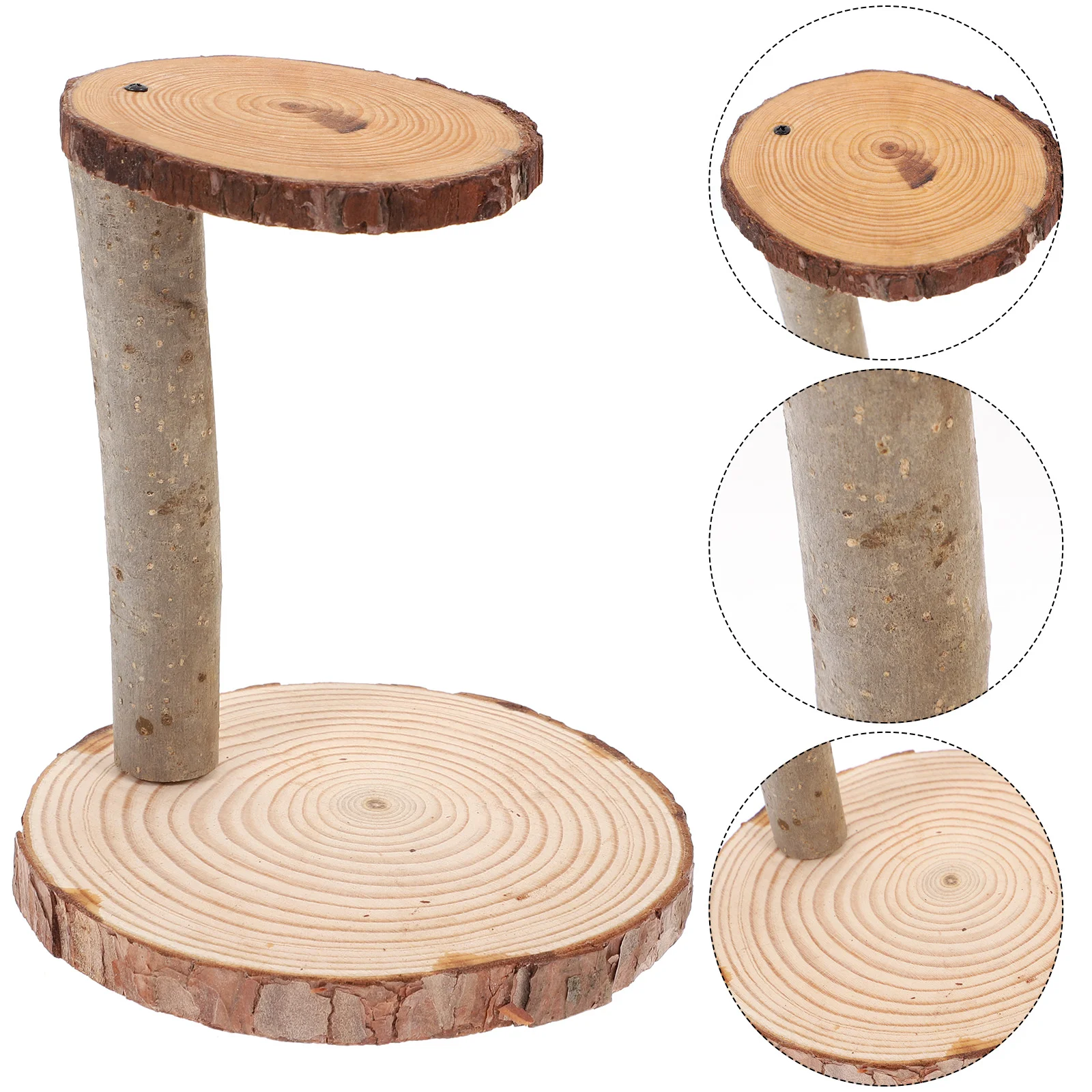 

Wood Succulent Planters 2 Tier Tree Bark Server for Meat Cheeses Round Stand Cupcake Display Risers Holder Wedding Birthday Xmas