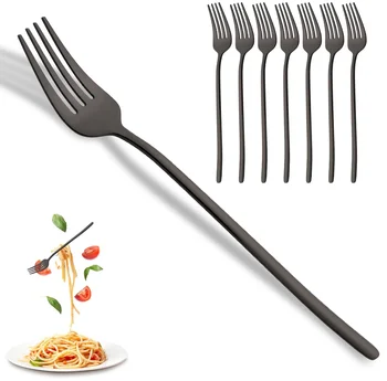 8 pezzi forchette da pranzo nere posate posate in acciaio inossidabile 18/10 posate da cucina posate da tavola occidentali Set di forchette da ristorante 1