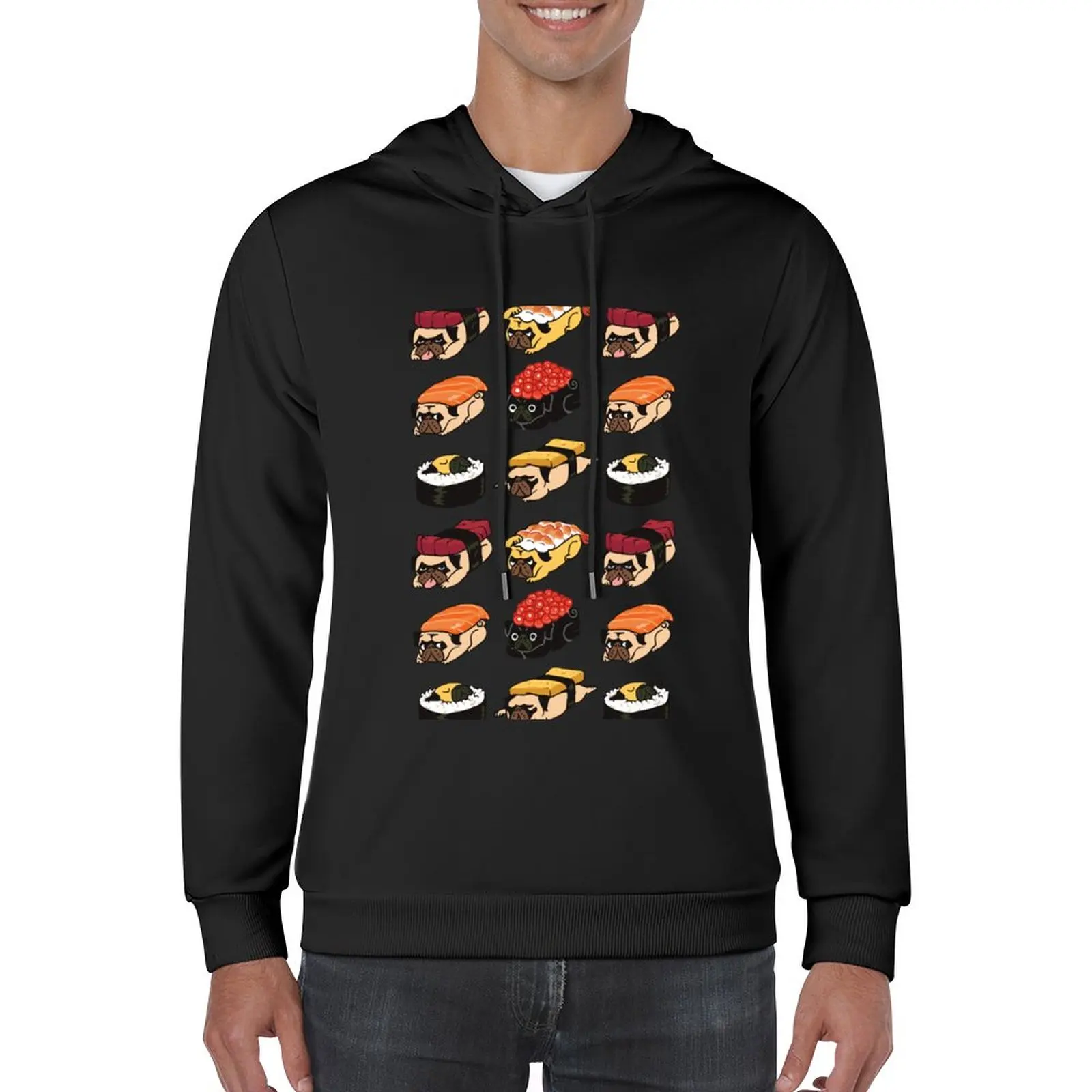 

New Sushi Pug Pullover Hoodie mens clothing male clothes men's coat hoody