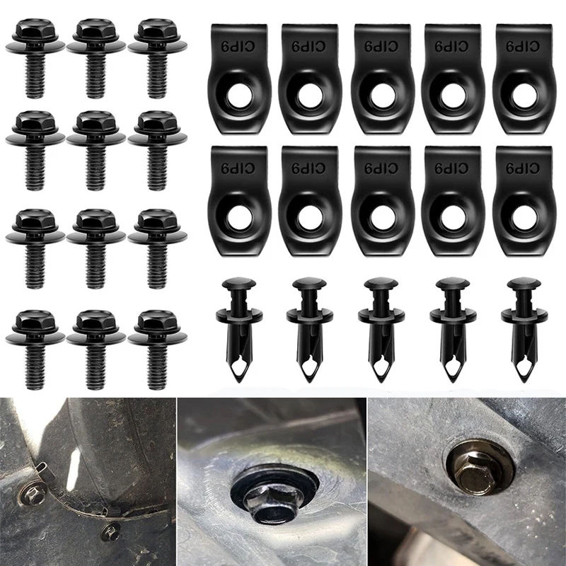 

10PCS Automotive Self-tapping Screws U-clamp Car Body Bolts M6 Engine Cover Bumper Fender Liner Retainer Fastener Rivet Screws