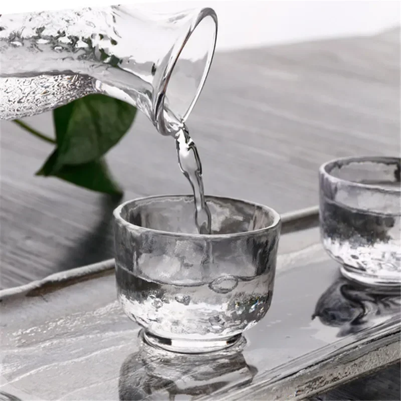 Japanese Sake Pot Set Golden Edge Glass Sake Bottle Set Rice Wine Vodka Wine Cup Flasks Liquor Glasses Barware Wedding Gifts
