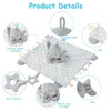 Personalised Baby Elephant Security Blanket with Silicone Teether Organic Cotton Comforter Infant Shower Gifts 3