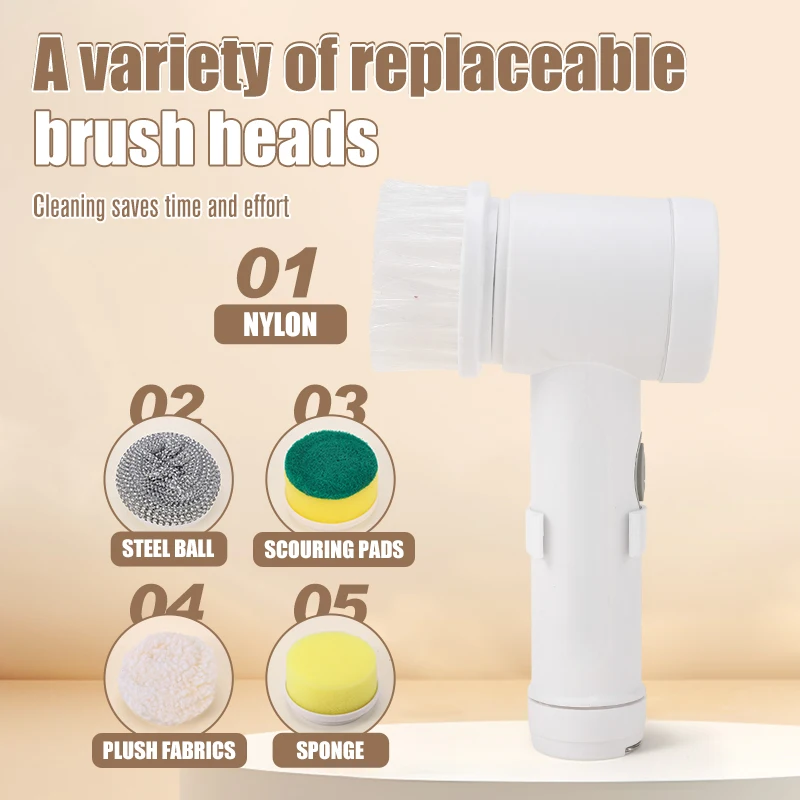Electric Cleaning brush, Electric spin scrubber cordless, 5 brush heads, powerful cleaning, for bathroom kitchen dishe