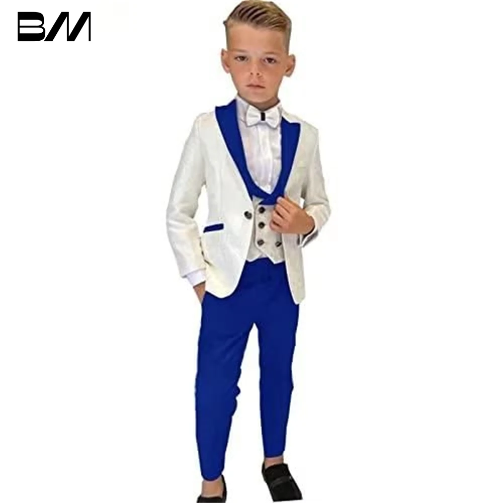 

Paisley 3-Piece Suit Set For Boys Kids Slim Fit Single Breasted Tuxedo For Wedding Party Prom Dresswear For Boy