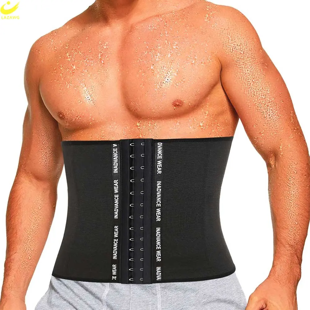 LAZAWG Waist Trainer for Men Belly Control Body Shaper Weight Loss Waist Cincher Trimmer Slimming Girdle Gym Fat Burner ems abdominal muscle stimulator body massage slimming abdominal trainer massager muscle toner weight loss rechargeable dropship