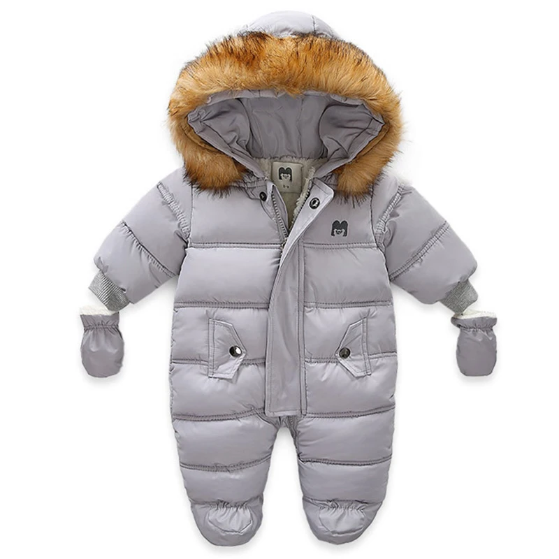 Bambino Tute da neve con Guanti e Scarpe Inverno Pagliaccetto con Cappuccio Caldo Set di Abbigliamento 6-9 Mesi