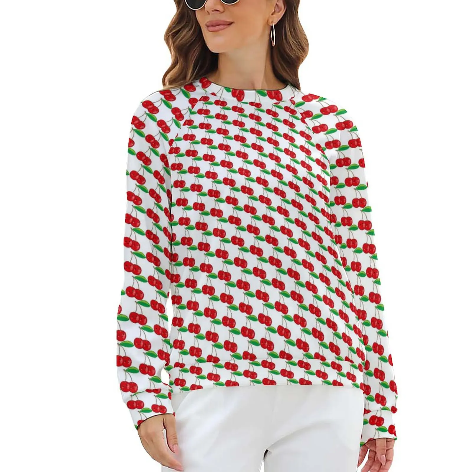 

Kawaii Red Cherries Hoodies Female Long Sleeve Summer Fruit Y2k Casual Hoodie Hot Streetwear Oversize Printed Sweatshirts
