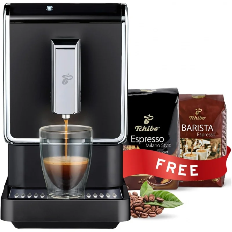 

Tchibo Single Serve Coffee Maker - Automatic Espresso Coffee Machine - Built-in Grinder, No Coffee Pods Needed - Comes with 2 x