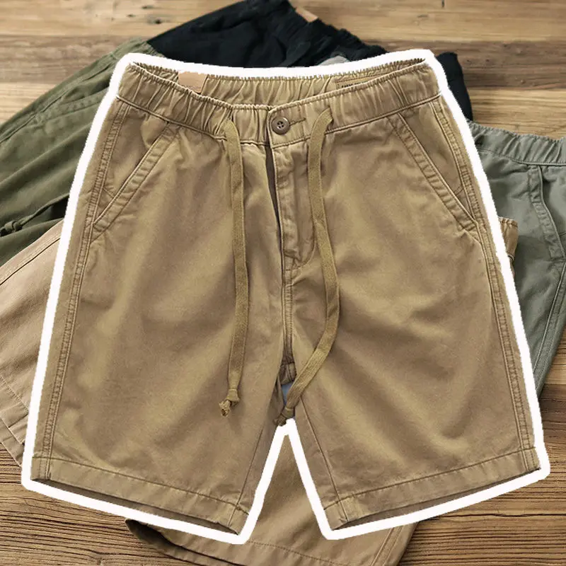 Cargo Shorts Men 2024 Summer Army Military Tactical Homme  Casual Solid Multi-Pocket Male Khaki   X108