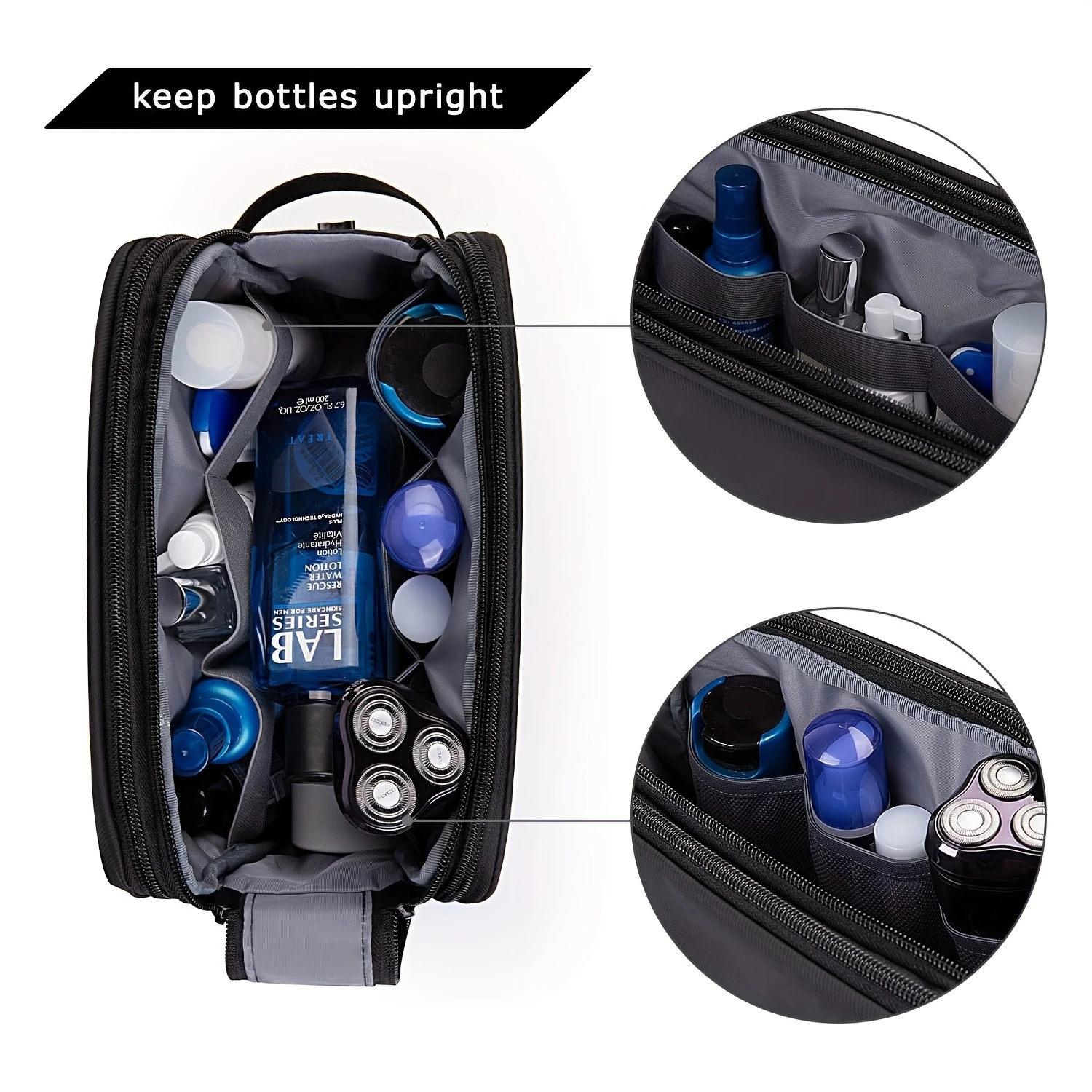 Men's Travel Toiletry Bag, Water-resistant Shaving Organizer for Toiletries