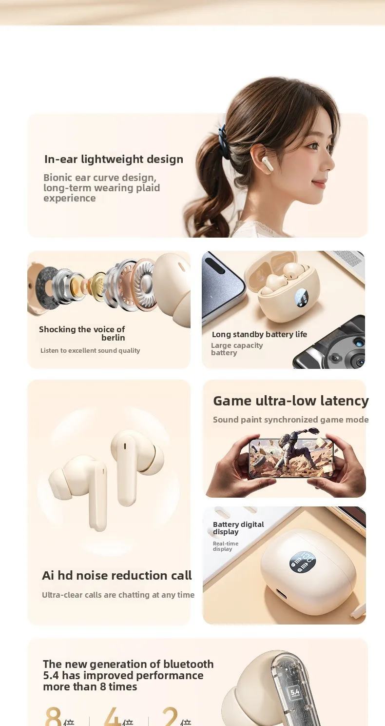 The 895B wireless headphones offer ultra-long battery life. The TWS sports in-ea