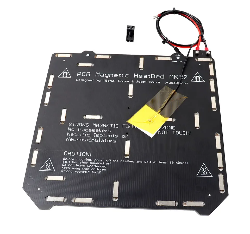 Prusa I3 MK2.5S 3D 프린터 MK52 가열 베드, 12V 조립 N35UH 자석 전원 케이블 서미스터, 섬유 슬리브 I3 Mk2.5 가열 베드