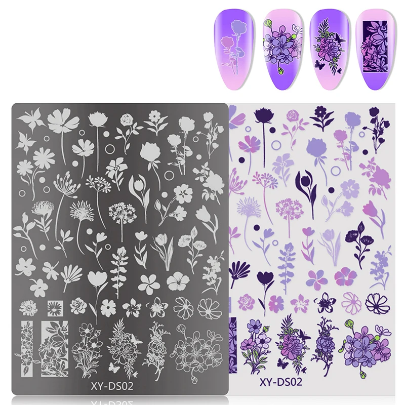 1PCS Schmetterling Blume Nail art Stamping Platten Zeichnung Vorlage Geometrische Streifen Linie 3D Bild Schablone Form Maniküre Vorlage – Detail 7