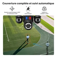 Caméra IP WiFi extérieure WONSDAR à triple objectif et trois écrans, caméra PTZ avec suivi automatique, surveillance vidéo, vision nocturne intelligente, iCsee 6