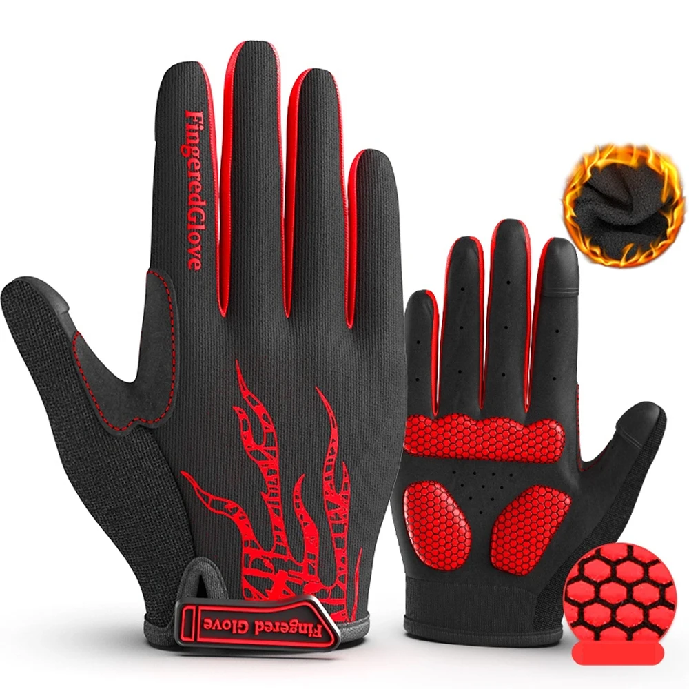 Winter Cycling Gloves Polar Fleece Warm Windproof Thermal Gloves Outdoor Sports Touchscreen Motorcycle Biking Gloves Men Women 2
