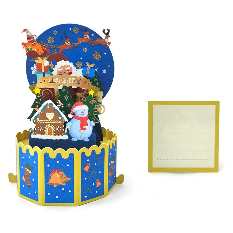 3D Pop Up Greeting Cards Merry Christmas Cards New Year Greeting Blessing Postcard Swan Mermaid Thank You Decor Gift