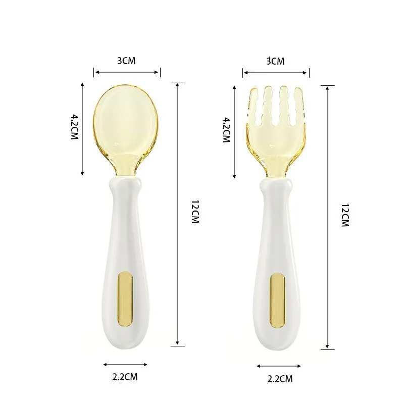 Baby Spoon Fork Learning To Eat Training One Year Old Independent Feeding For Infants Auxiliary Food Spoon Set Children's Tablew