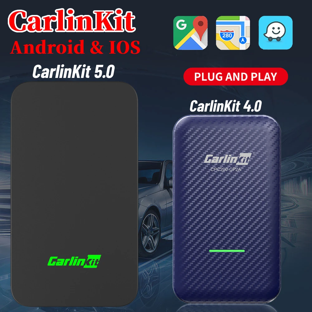 CarlinKit 유선에서 무선으로 안드로이드 자동 적응, 애플 카플레이 플레이어, 와이파이 블루투스 AI 박스, 차량용 멀티 ...