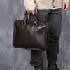 NZPJ Retro Men's Briefcase Leather Laptop Bag Top Layer Cowhide Casual Handbag 14 Inch Business Shoulder Bag Messenger Bag 3