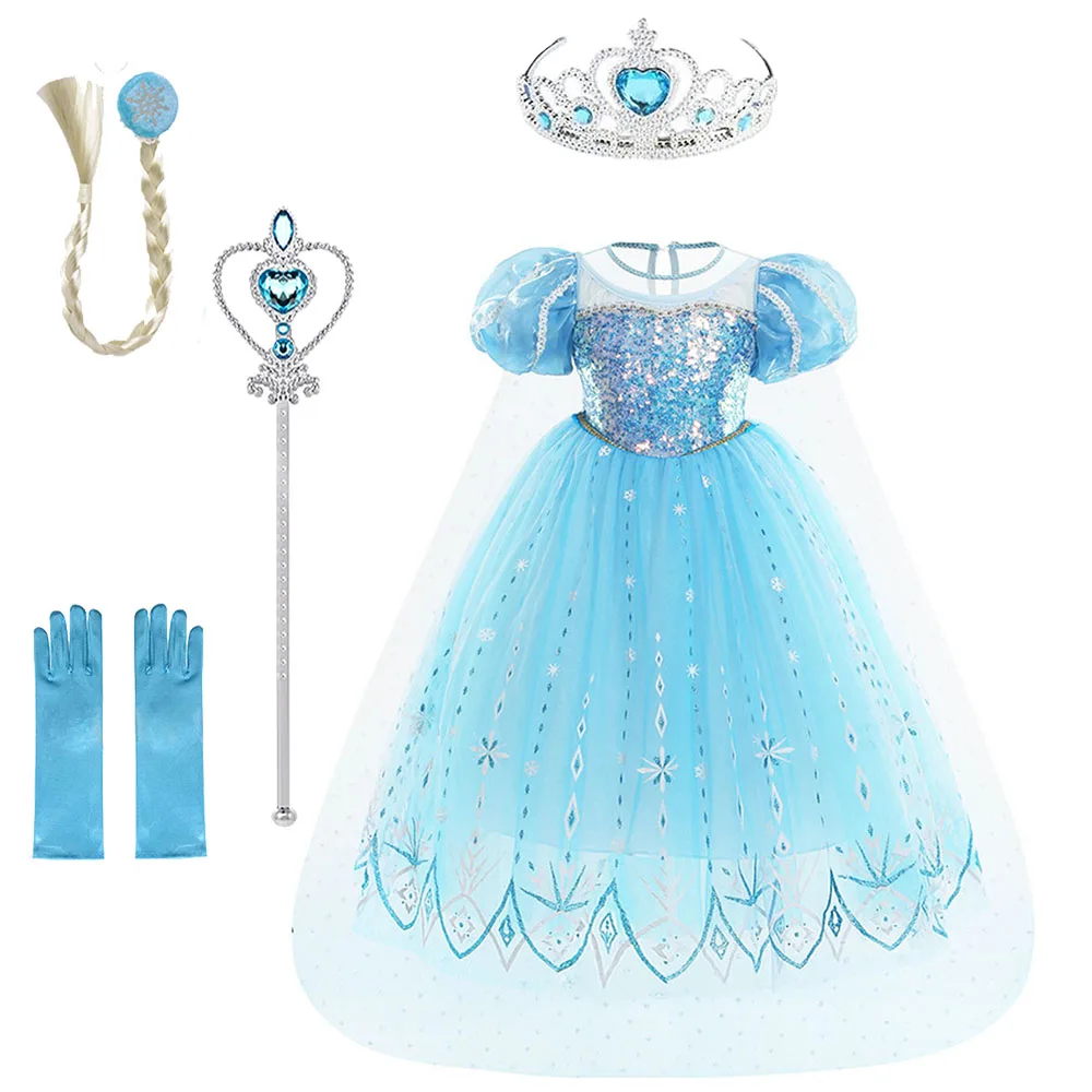 2023 Princess Elsa Costume Halloween Christmas Girls Toddler Princess Dress Up Cenerentola Cosplay Queen Snow Rapunzel