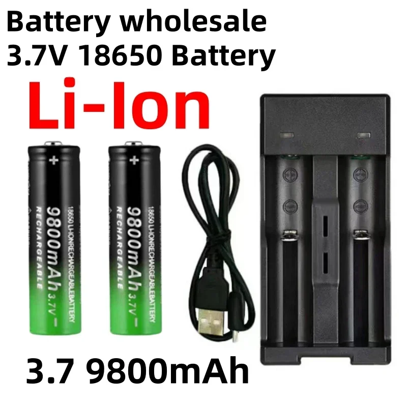 

New 18650 Battery High Quality 9800mAh 3.7V 18650 Lithium Ion Battery Charging Battery+Charger Battery Wholesale+Free Shipping