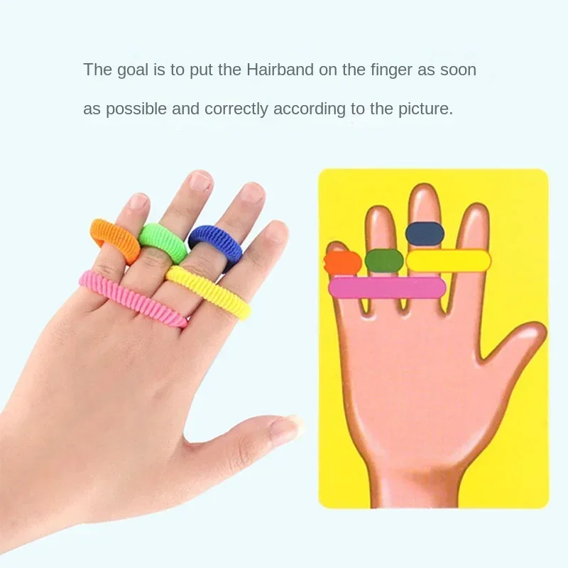 Kids Montessori Toy Early Educational Fingers Ring Game Elastic Bands Color Cognition Think Training Battle Table Game with Card 2