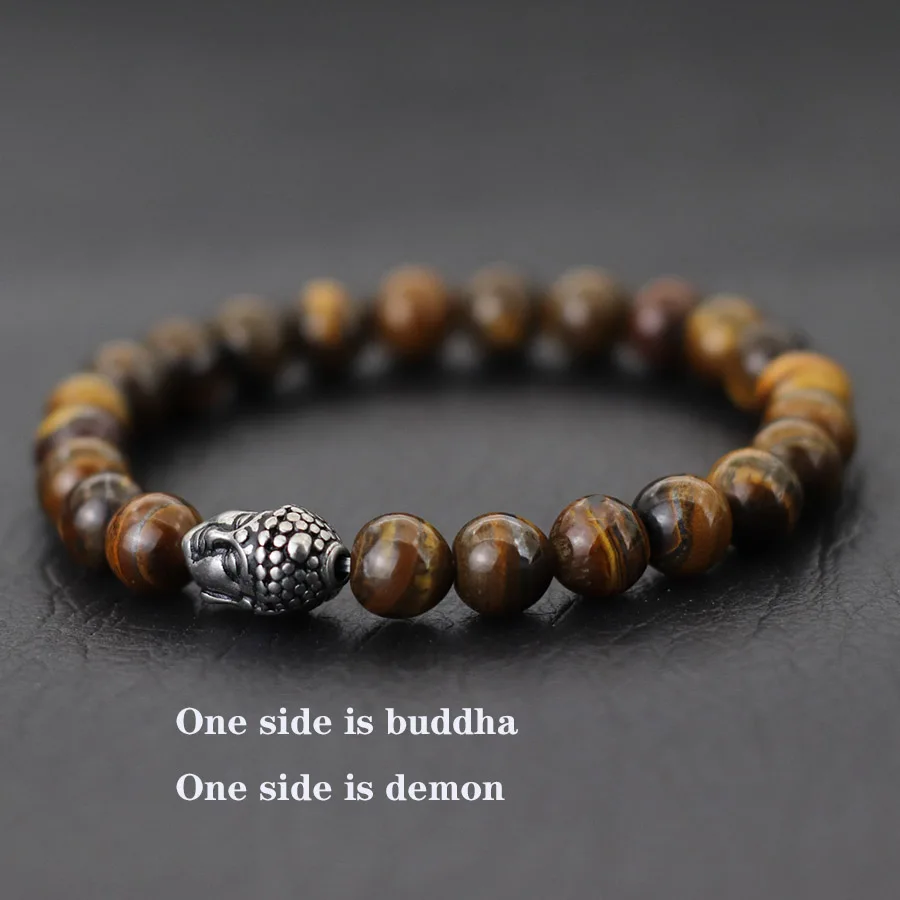 Stainless Steel Natural Stone Men Meditation Bracelet