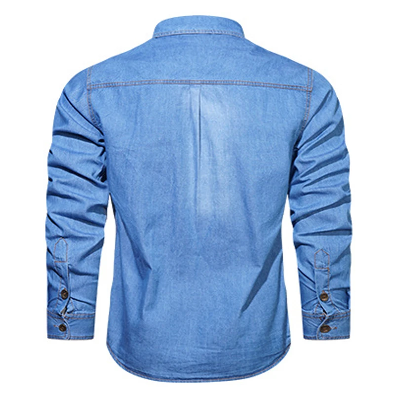 Denim Long Sleeved Shirt Plus Size 5XL Spring Loose Men Pure Cotton Autumn Fashion Casual Outwear