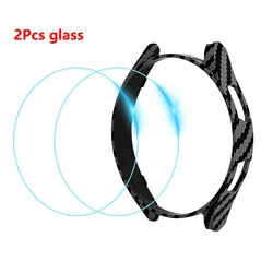 Waterproof Glass Screen Protector & PC Bumper Cover Set for Watch 6 Classic 43mm (Carbon fiber)