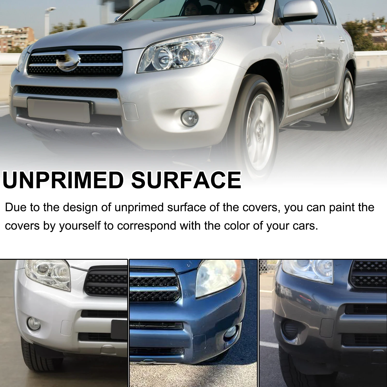 Front Bumper Cover Car Rear Bumper Hook Cover 53285-42930 53286-42931 2Pcs/Pair Left Right Front Bumper Tow Hook Cover Cap Unpainted For Toyota RAV4 XA30 2006 2007 2008