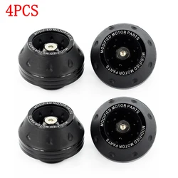 Set of 4 Colorful Motorcycle Wheel Crash Protector Cups - Universal Moto Accessories (Black x4)