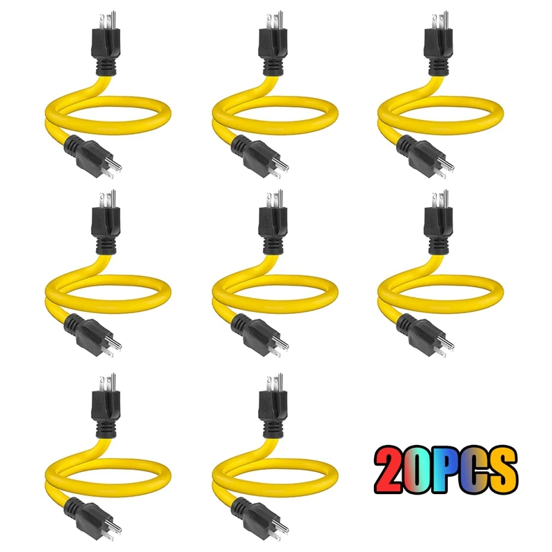 

1Set 3 Male To Male Extension Cord (Yellow) Generator Adapter Cord 5-15P For Transfer Switch,12AWG 125V (2FT)