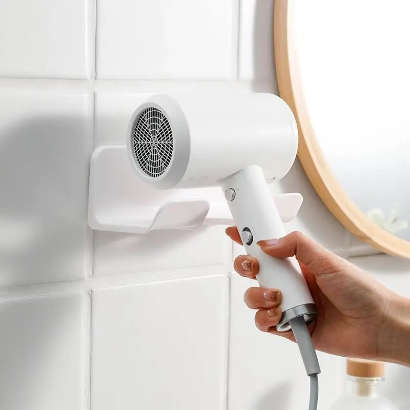 Hair Dryer Holder 1pc Wall-Mounted Perforation-Free Multi-Functional Bathroom Storage Rack