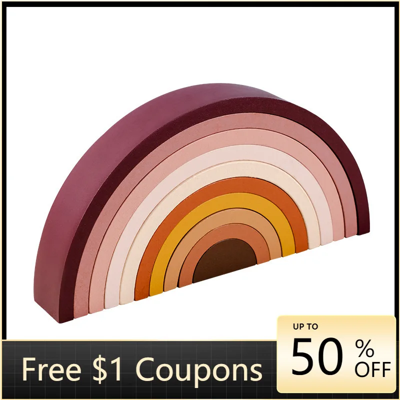 

Wooden Rainbow Building Blocks Kids Arch Bridge SemicircleToy Baby Color Creative Game Education Montessori Children Toys