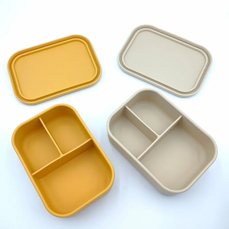 Silicone Bento Lunch Box For Kids 3-compartment Lunch Box Portable Picnic Leakproof Baby Food Container BPA Free