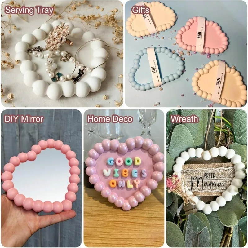 Silicone Resin Molds for Epoxy Crafts Bubble Coaster DIY Kits Assorted Shapes Heart Ideal for Home Decoration and Gift Casting