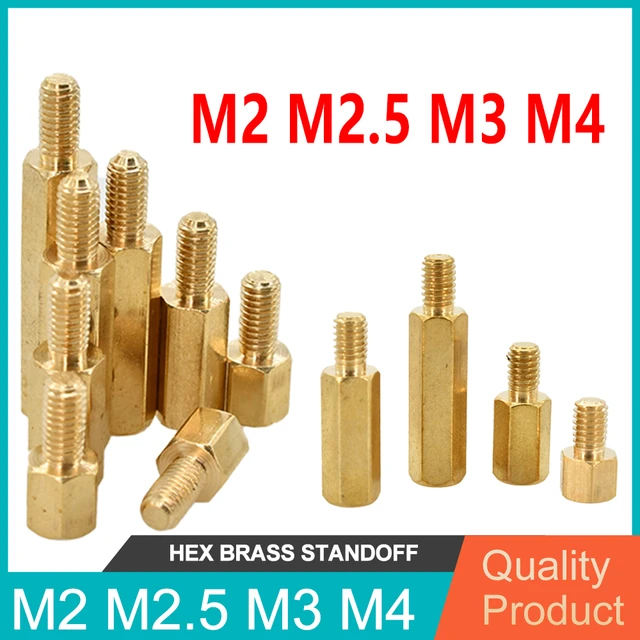 M3.5 / S=5mm Brass Hex Standoff Pillars Nut Female Threaded Studs PCB  Spacers