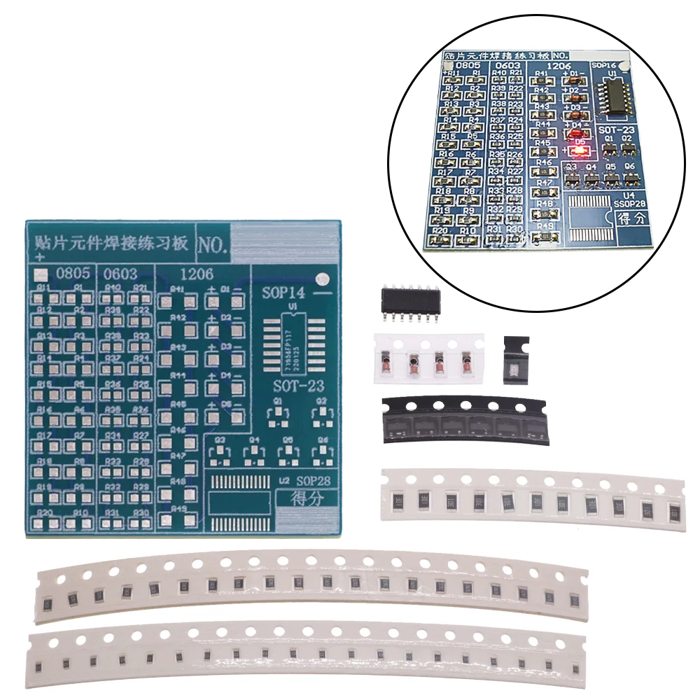 SMD NE555 CD4017 Rotating Flashing LED Components SMT LQFP44 Soldering Practice Board Electronic Circuit Training Suite DIY Kit