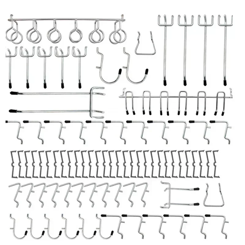 Multi Purpose Hooks Assortment Heavy Duty Peg Wall Storage Shed Tool Organizer Garage Wall Holder 81pcs