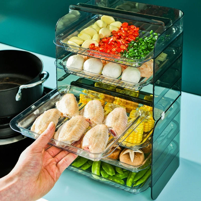 3-Layer Stackable Kitchen Storage Rack for Dishes & Fruits