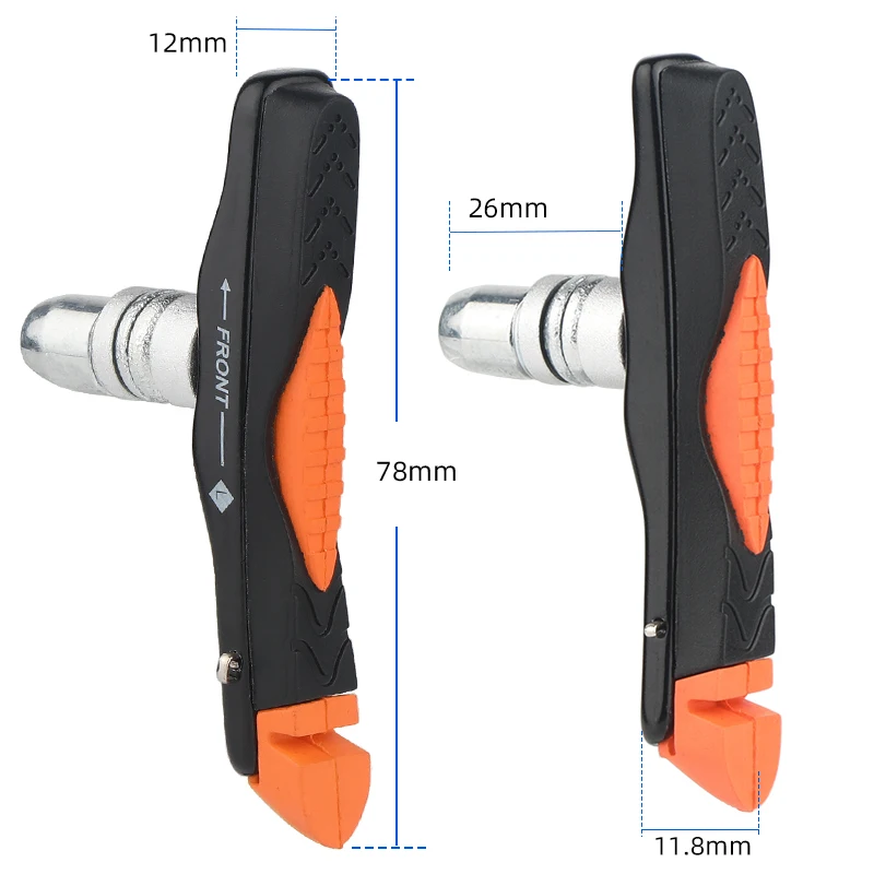 24-29in MTB Bicycle V-brake Pads W/ 78mm Anti-lock Dual Rubber Compounds Brake Inserts All Weather Use Avoids Pitching Over Kits