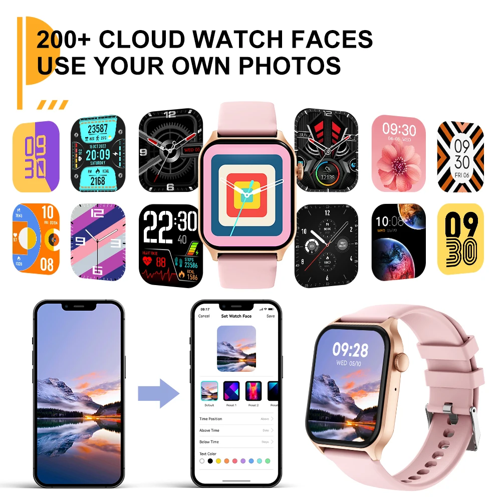 ساعة ذكية PEJE لصنع مكالمات الصوت وشاشة لمس كاملة...