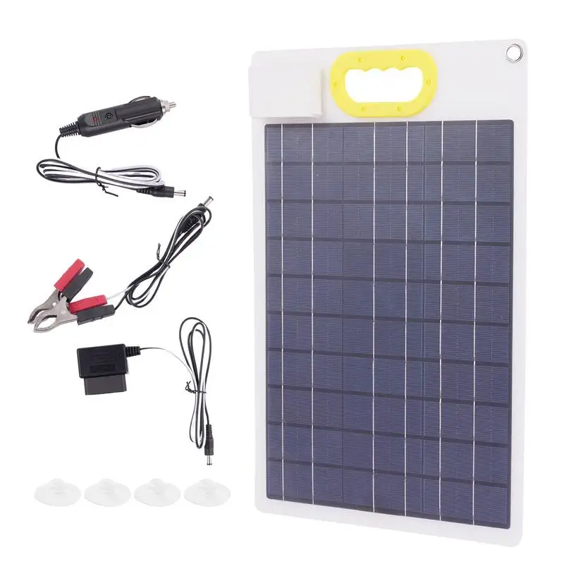 

Портативная солнечная панель 30 Вт, зарядное устройство для автомобильного аккумулятора 12/24 в, монокристаллический кремний, водонепроницаемый дизайн, источник питания для аккумулятора
