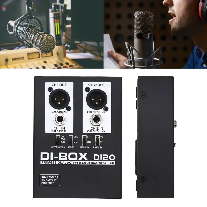 Audio DI Box Professional DI 2 2 channel Audio DI Box Passive DIRECT BOX Low Noise Guitar Bass Channel Audio Converter