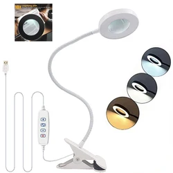 LED Lighted Magnifying Lamp with 10X Magnification and Adjustable Color Modes for Reading, Crafting, and Close Work (White)
