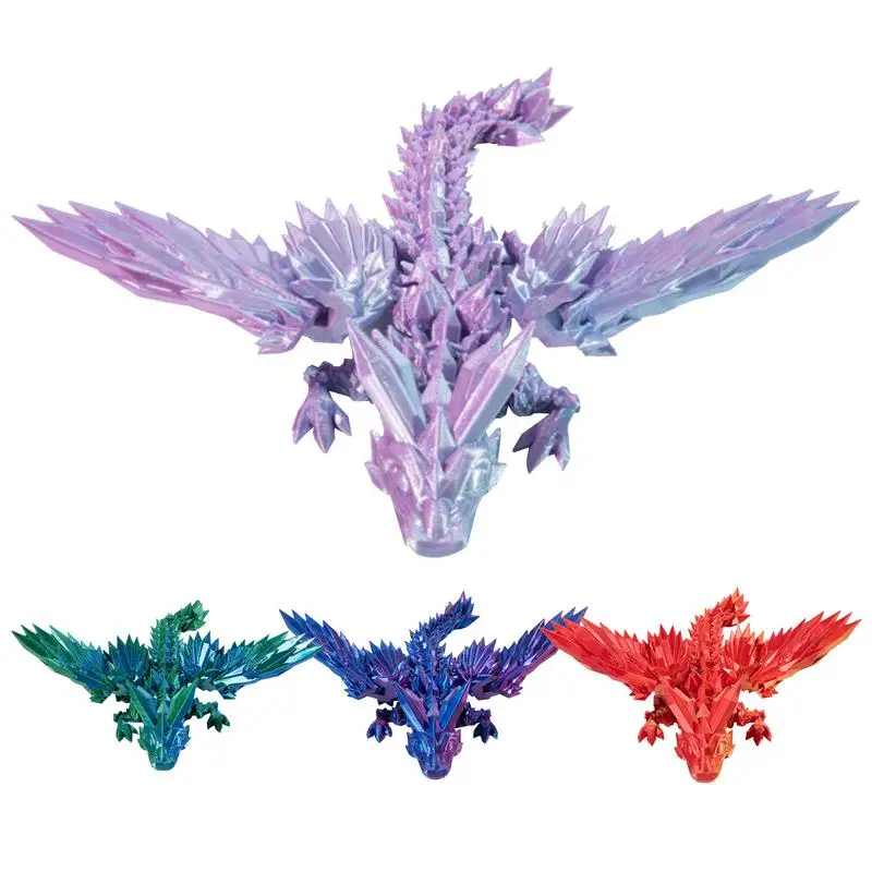 

3D Printed Flexible Crystal Dragon Year Of The Dragon Stress Relief Trendy Ornament Joint Movable Deformation Figures Decor Gift