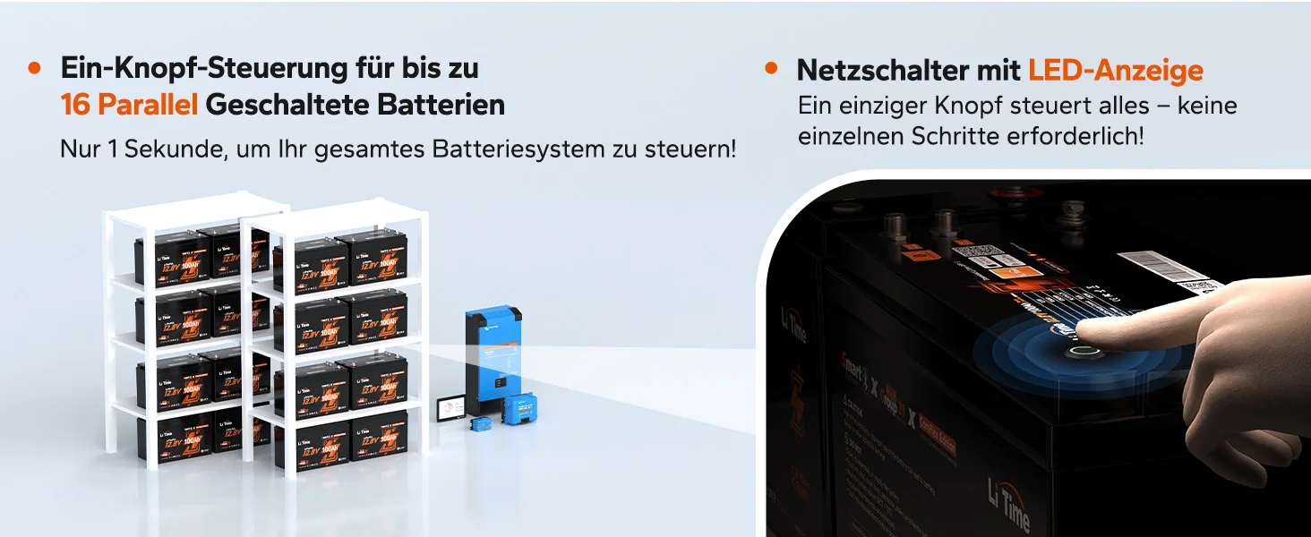 LiTime 12V 100Ah LiFePO4 Bluetooth Akku, Victron kompatibel, CAN/RS485, 100A BMS, Tieftemperaturschutz, Wohnmobil Solar Speicher – Detail 6