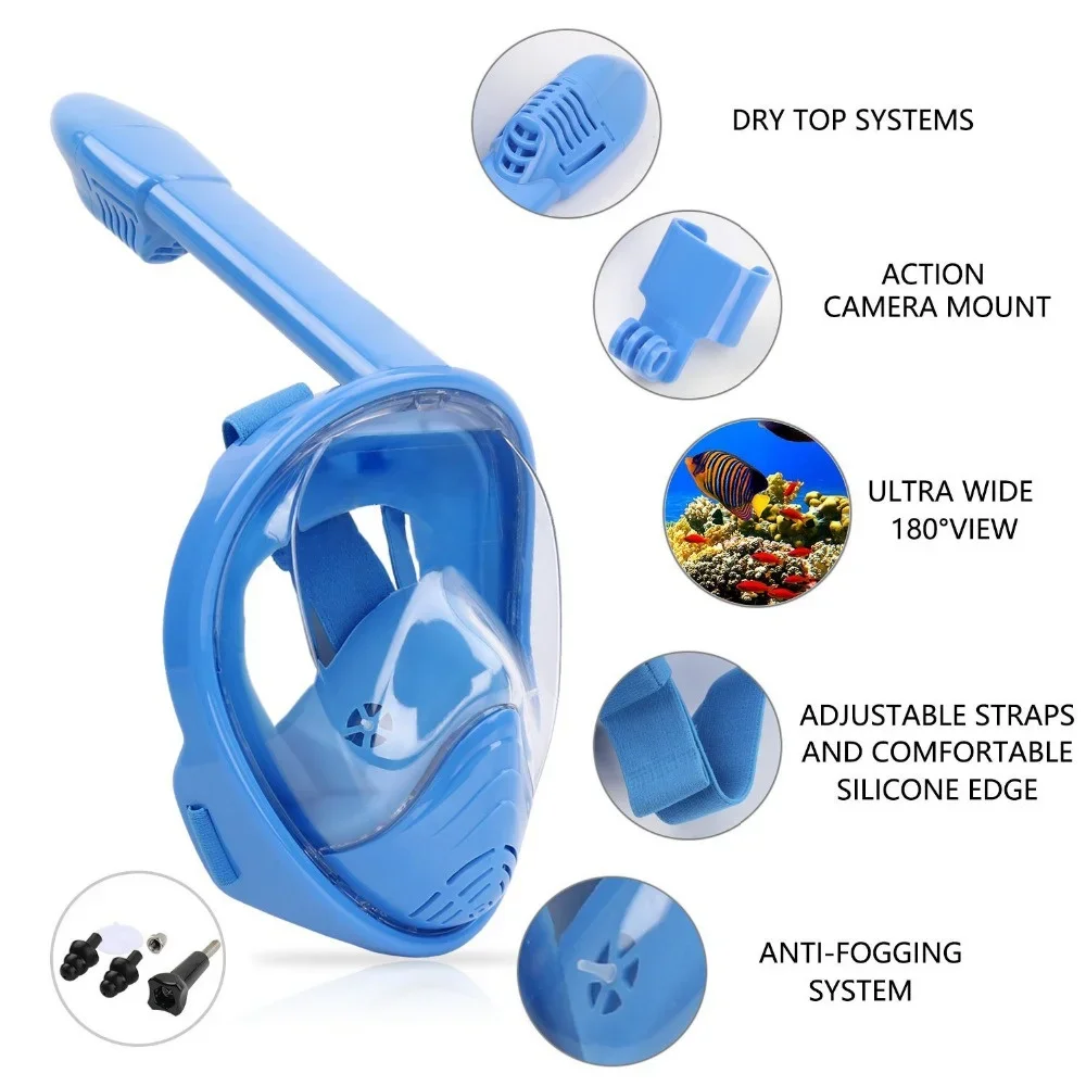 Kids Swimming Equipment Snokeling Support Goggles Full Face Diving Mask Swim and Snorkel 4~11 Years Children's Masks 3